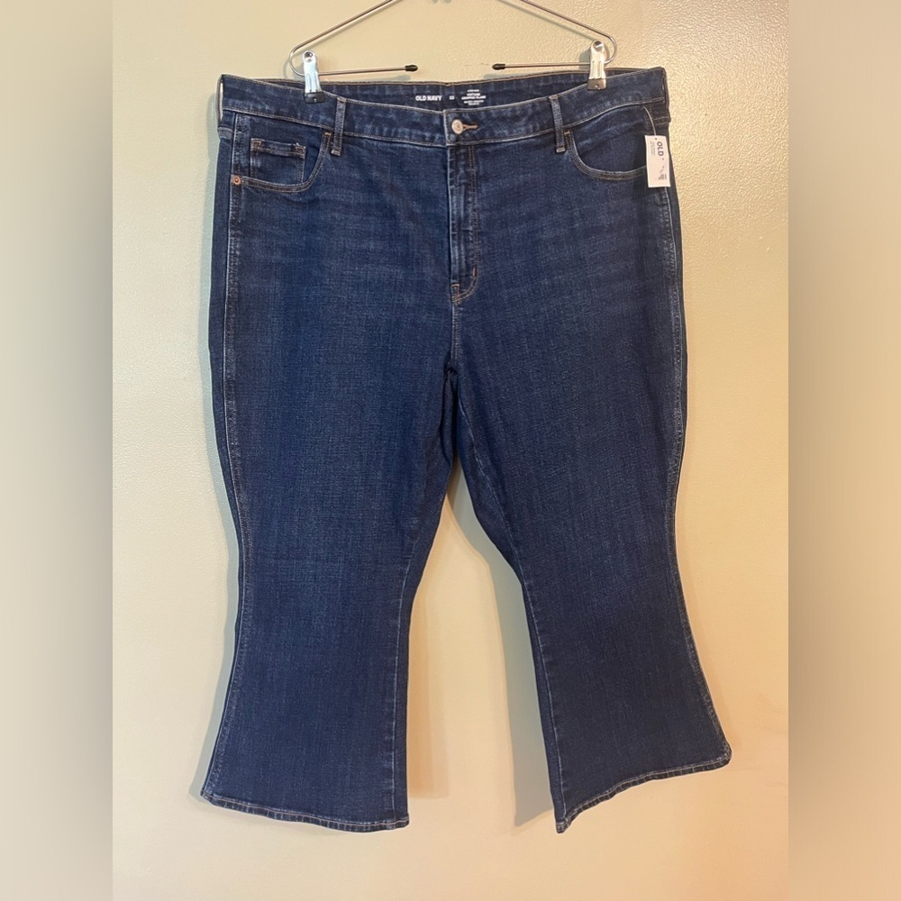 Old Navy Womens Plus Vintage Cropped High Rise Flare Blue Jeans Size 22 NWT